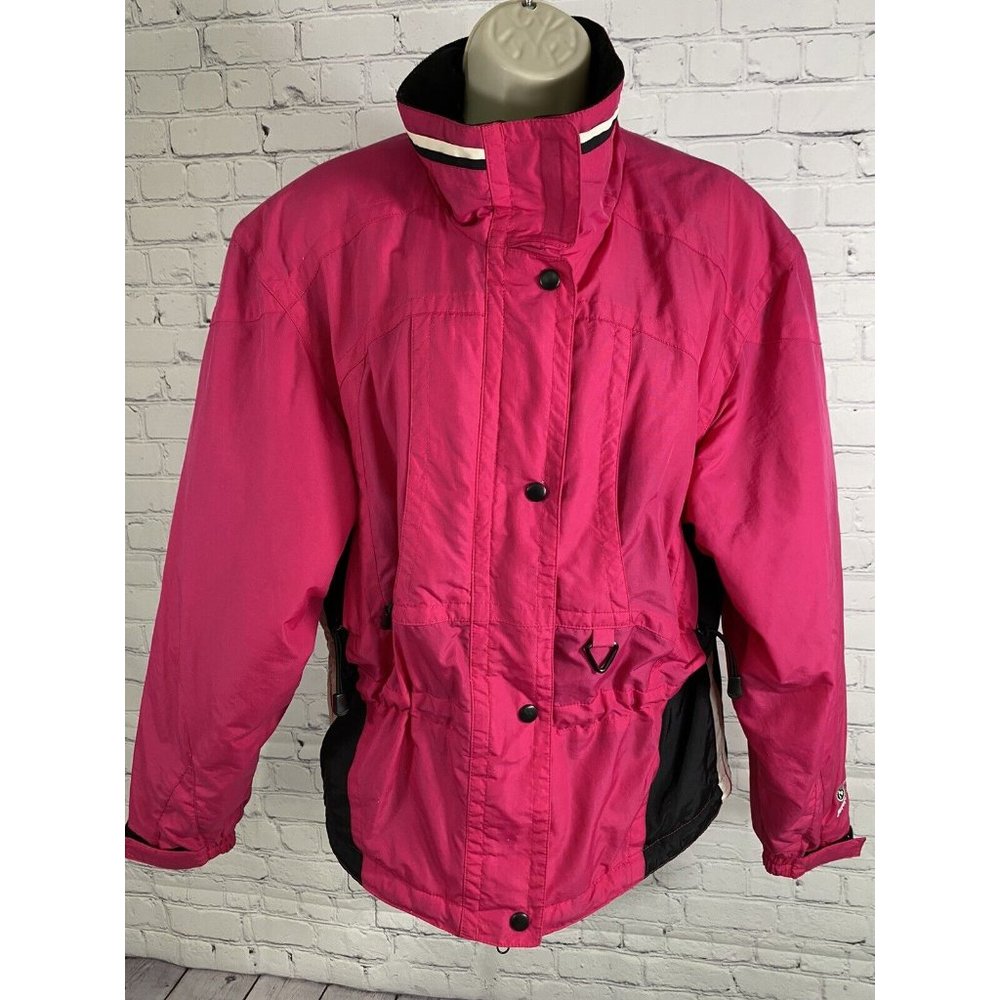 VTG 90s Serac Pink Black Full Zip Insulated Ventilated High Neck Ski Jacket 6